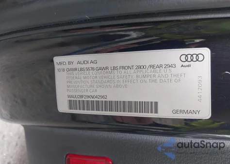 2019 Audi A7 55 Premium z USA, uszkodzony, nr VIN WAUU2BF29KN042962